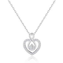 Philip Jones Sterling Silver Infinity Heart Necklace Created with Zircondia® Crystals