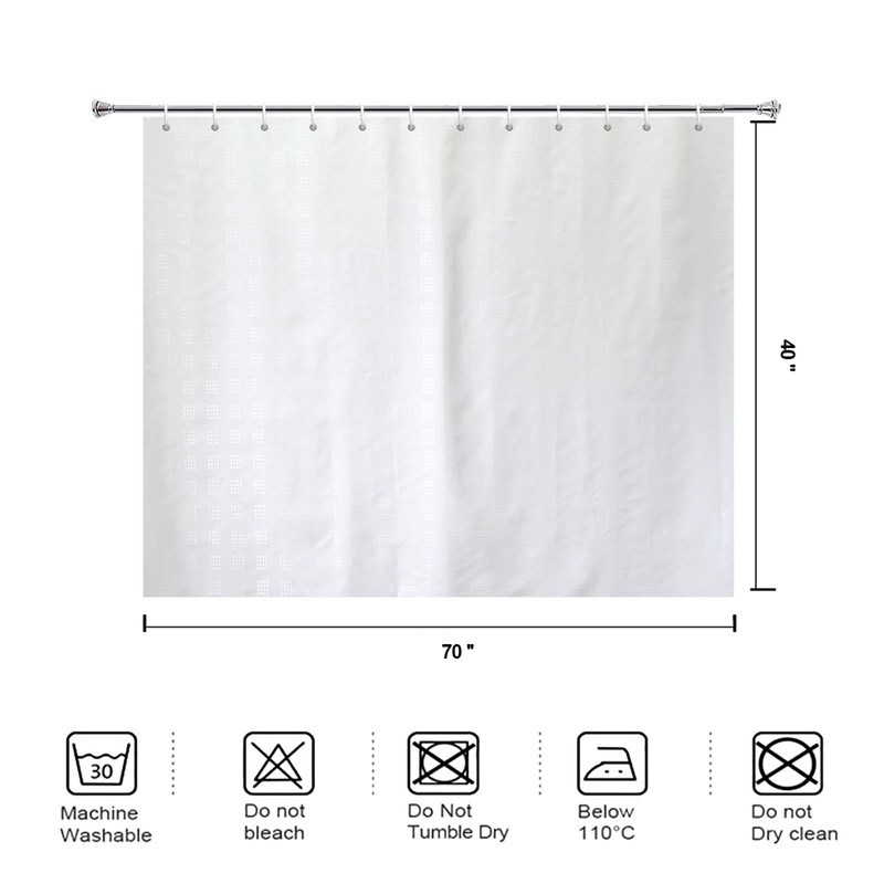 YISURE White Short Shower Curtain 40 inch Length, Small Fabric