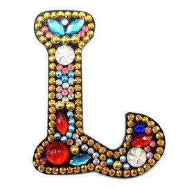 MEDOYOH DIY Letters "L" Diamond Painting Key Chains, Double-Sided Retro DIY Diamond Painting Kits Keychain, DIY Letters Art Craft Crystal Diamond Keyring Kits for Key Chain Pendant Bag Decor Brooch