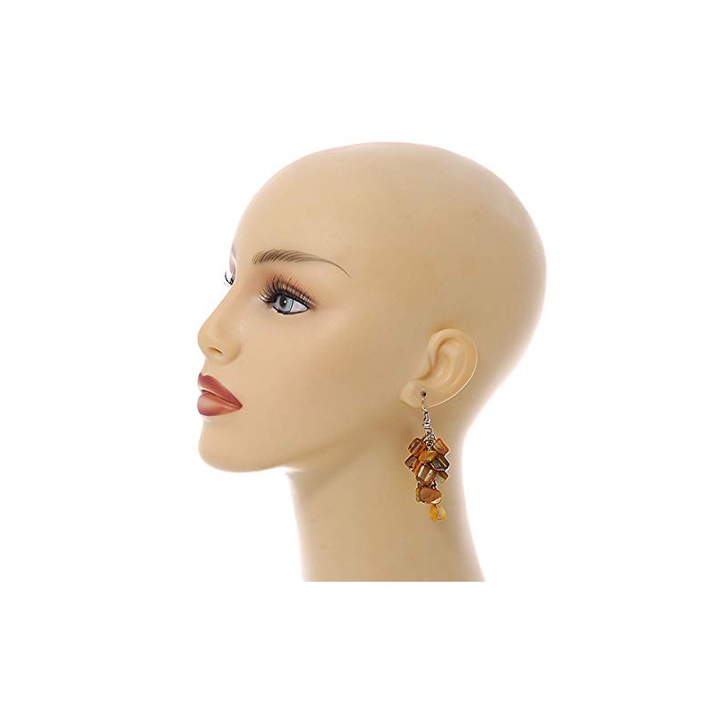 Mustard Yellow Shell Composite Cluster Dangle Earrings in Silver Tone