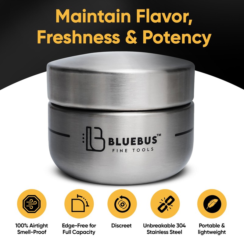 Blue Bus BUNKER Stash Jar Smell Proof Container (160ml) Stainless-Steel