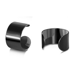 S925 Sterling silver threader earrings & ear cuff Double line no piercing earrings set Fake piercing Connected chain Sister (Black)