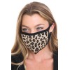 C.C Reusable Washable Knit Pattern Face Mask, Knit Leopard Latte,