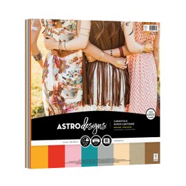 Astrodesigns Crafting Cardstock, 12" x 12", 65 lb/176 gsm, Bold BOHO 8-Color Assortment, 80 Sheets (91037)