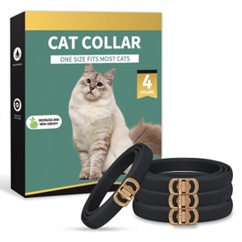 Cat Collar, Water-Resistant Soft Rubber Pet Collar, Adjustable Collars Cats - Large Medium Small Cats(Black 48cm)