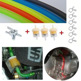 Natural Gas Hose Filter Line with Inline Shutoff Valve Valve Kit (Blue)