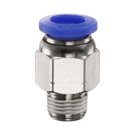 QUARKZMAN Push to Connect Fitting 8 mm Tube OD x 1/8 Inch NPT Thread Male Straight Quick Connector Copper Air Line Hose Fittings for Industry Air System PC8-N01, Blue