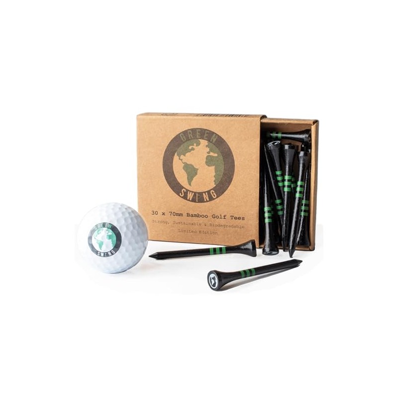 Green Swing Bamboo Golf Tees 70mm | Strong Sustainable Biodegradable