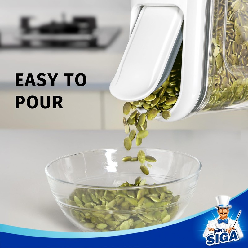 MR.SIGA Airtight Cereal Dispenser Set, Storage Containers for Dry Goods,