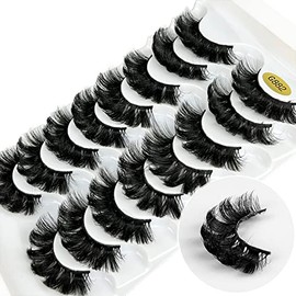 KOKAY Falseche Eyelashes, 8 Pairs, Artificial Eyelashes, Russian Strip Eyelashes, False Lashes, Fake Eyelashes, DD Curl, Reusable, Handmade, Soft (K002, 15 mm)