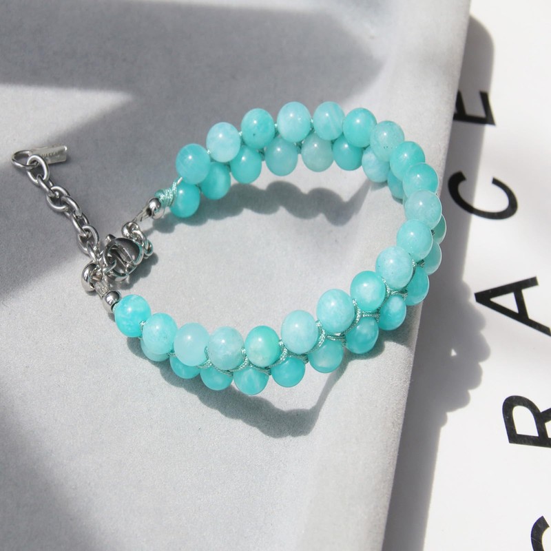 Blue Beads Bracelet for Women Gift, HASKARE Protection Stone Crystal
