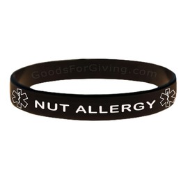 Goods For Giving Nut Allergy ID Bracelet Wristband - Black - 6 Inches