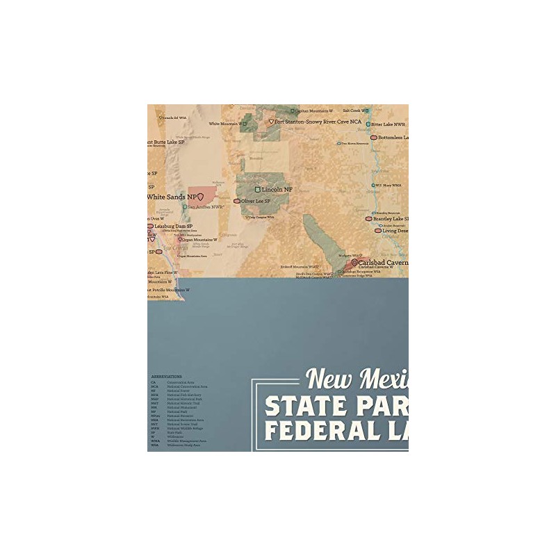 New Mexico State Parks & Federal Lands Map 18x24 Poster