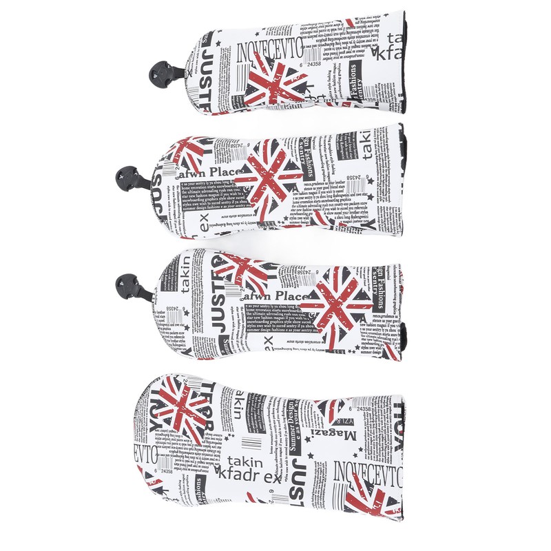 4Pcs UK Flag Print Golf Club Head Cover PU Golf