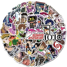 JoJo's Bizarre Adventure Seals, 50 Sheets, Waterproof, Suitcase Stickers, 2021 Released, Suitcase Stickers, Waterproof, Stickers, Graffiti Suitcase Seal, Cartoon, Helmet, Anime, Cute, Guitar,