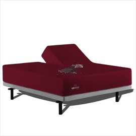 Split Top King Mattress Protector Waterproof Premiuim Quality Soft Zero Noise 18 Inch Deep Pocket Fitted Style 34 Inch Top Split Mattress Protector for Adjustable Bed Burgundy