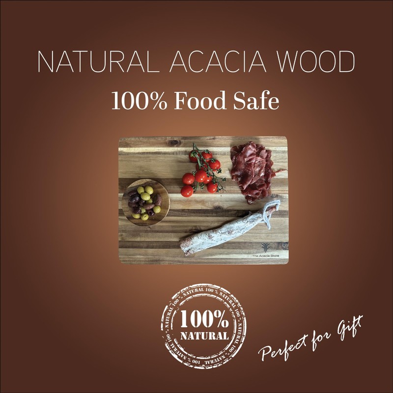 Acacia Wood Rectangular Cutting Board, Made in Vietnam 15.75 x