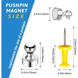 60Pack Strong Magnets for Whiteboard,Silver Refrigerator Magnet, Fridge Magnets Adult, Small Push Pin Magnet,Map Magnets for Whiteboard, Office, Classroom