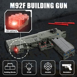 Finger Rock Gun Building Blocks Sets, 1:1 Simulation Shooting Toy M92F Pistol Model Building Kit, Rifle Weapon Collectible Gift for Military Enthusiasts, Adults Kids 14+ (360 pcs)