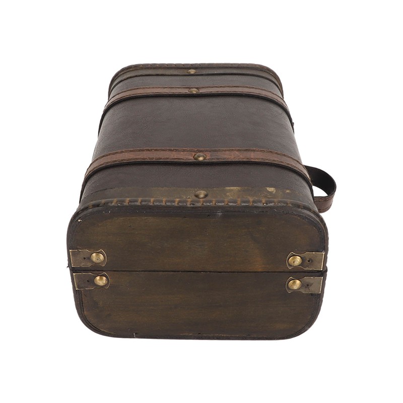 Retro Wooden Suitcase Home Party Artificial Leather Jewelry Necklace Storage