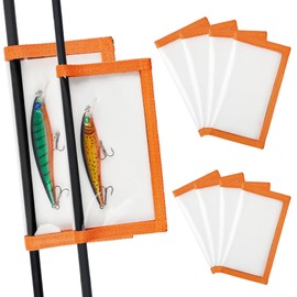 Fishing Lure Wraps,4/8pcs Clear PVC Fishing Bait Cover Keeps Fish Safe and Easily See Lures Hook Storage Protector Cover for Saltwater Freshwater Orange&Black (Orange, Medium + Large - 8 Packs)