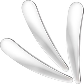 VARMDUKKE 3PCS Mini Makeup Cosmetic Spatula, Reusable Metal Makeup Spatulas Skincare Spoon, Facial Cream Mask Applicator Scoop, Mild Beauty Tools for Mixing, Sampling Face Eye Cream - Silver