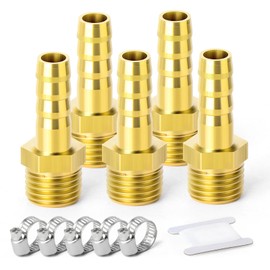 TAILONZ PNEUMATIC Brass Hose Barb Fitting -14mm Barb to 1/2 Inch Male BSP Adapter（Pack of 5）