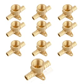 Seelink (10-Pack) PEX Fittings, 1/2"pex x 1/2"pex x 1/2"Female Threaded NPT Drop Ear Tee Adapter, Brass Crimp Fittings, for PEX Tubing Pipe Plumbing, ASTM F1807