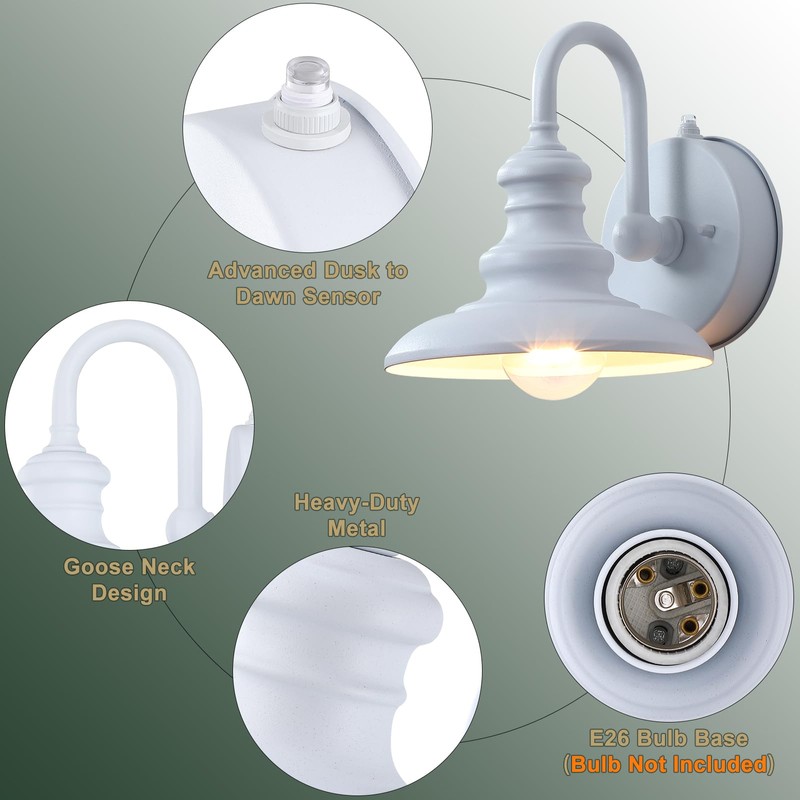LONEDRUID Dusk to Dawn Sensor Outdoor Gooseneck Barn Light Fixtures