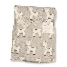 Baby Fleece Wrap Blanket with Giraffe Print - 2 Colours (Grey)