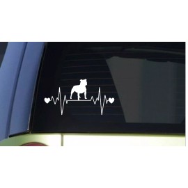 EZSTIK Staffy Bull heartbeat lifeline *I254* 8" wide Sticker decal pit bull bully dog