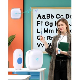 Classroom Doorbell,Wireless Door Bell for Classroom,38 Chime Adjustable Volume Ring Bell,1000Ft Operating Doorbell Button with Sound Flash,Bell for Classroom Management with User Manual