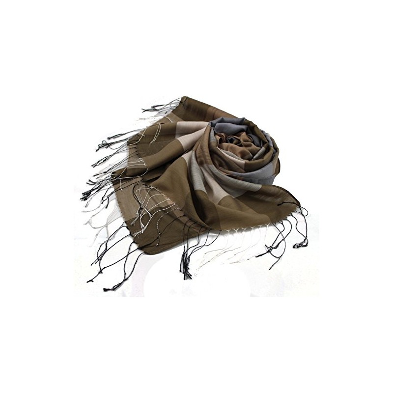Rotfuchs Woven Scarf Checked Fashionable Brown Beige 100% Polyester R-139,