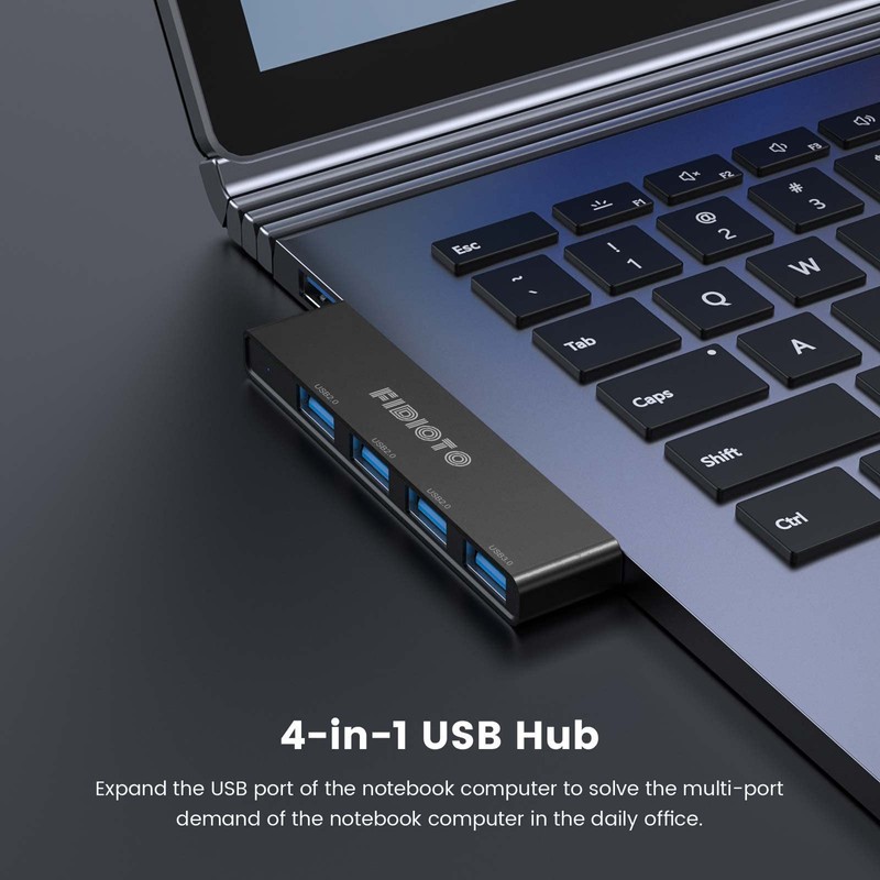 USB Hub, Fidioto 4 Port USB Adapter(1 * 3.0 Hub,