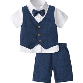 mintgreen Baby Boy Christening Outfit Tuxedo Suit Set, navy
