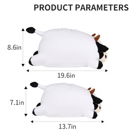 ROPELOK Giant Cow Stuffed Animals Plush Toy, Cow Plush Pillow, 19.6" Stuffed Cow Plush for Kids Children Xmas Birthday Gifts(Smiling Eyes)