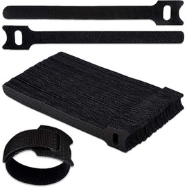 Jdox 60pcs 6 Inch Reusable Fastening Cable Ties, Nylon Adjustable Tie Wrap, Releasable Cable Management Organizer Ties (150mm x 12mm, Black) (100 Pieces, Black)