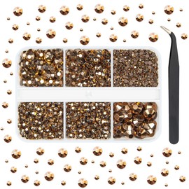 qiipii Brown Resin Rhinestones for Bedazzling Crafting Copper Flatback Jelly Stones 2mm-6mm Bronze Gems Diamonds Crystals for Nails Face Eyes Makeup Tumblers Bottles DIY Crafts Clothes Shoes Phones