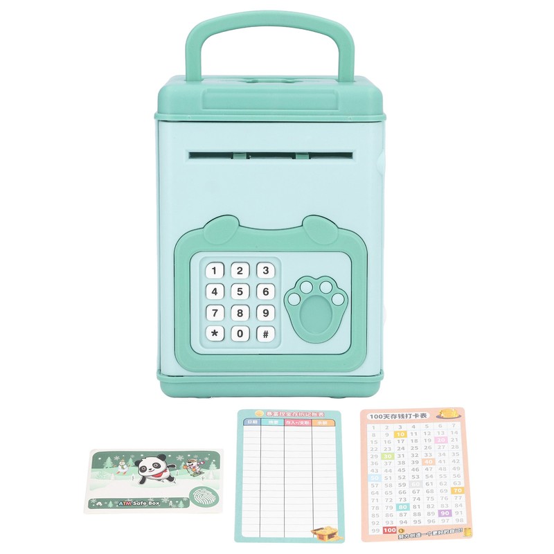 Fingerprint Password Cash Piggy Bank for Kids Auto Scroll Paper