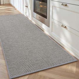 AMOAMI Kitchen Rugs-Absorbent Kitchen Runner Rugs Non Skid Washable-Easy to Clean Kitchen Mats for Floor-Runners for Kitchen Floor for in Front of Sink,Laundry, Office 20"*70", Grey