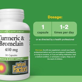 Natural Factors - Turmeric & Bromelain 450mg, Superior Standardized Extracts, 90 Capsules