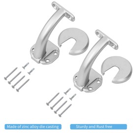 6FT Modern Aluminum Handrail Set, handrails for Indoor Stairs,Deck,Slope, Wall Mounted Staircase handrails, Zink Alloy Brackets Included,Rust Free. (Anodized Silver, 6 FT)