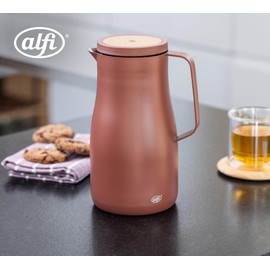 alfi Studio Tea Insulated Jug 1.0 L Spicy Red, Thermos Flask Made of Double-Walled Stainless Steel, Keeps Warm for 12 Hours, Cold for 24 Hours, Screw Cap, Large Opening, Thermos Flask, BPA-Free