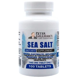 Peter's Choice Sea Salt Sodium Chloride 450mg, 100 Tablets, Electrolyte Support & Balance, Athletic Post Workout Rehydration & Recovery. Hot Weather Aid. Prevent Dehydration & Cramps. Made in USA
