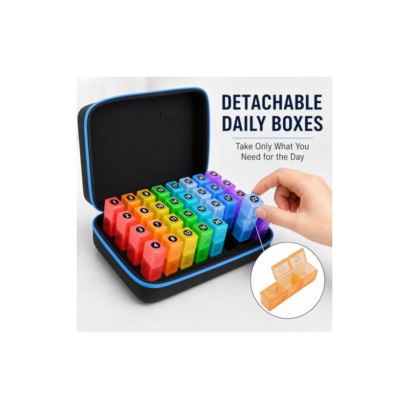 Monthly Pill Box Organiser 3 Times a Day with Hard