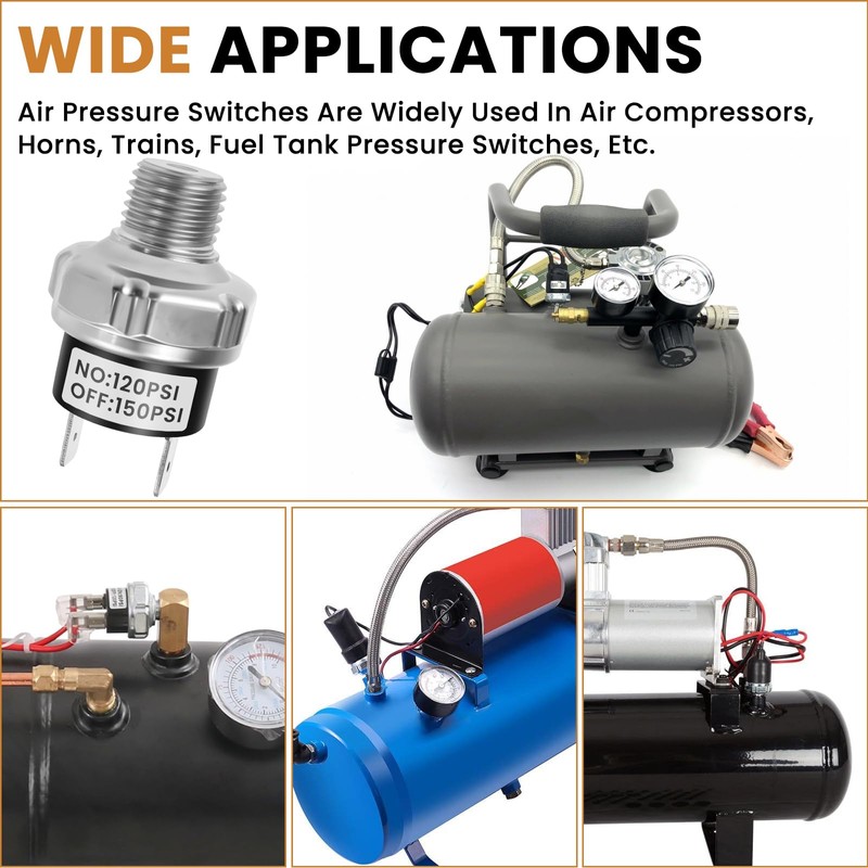 ZDRU 120-150 PSI Air Pressure Switch, 1/4"-18 NPT Male Thread