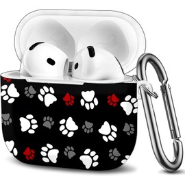 Case Compatible with AirPod 4th Generation 2024,Shockproof Protective Case Cover with Keychain for Women Men,Wireless Accessorie Charging Cases for Airpod 4th - Cute Dog Paw