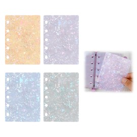 aninako Mini M5 Notebook, Divider Plate, Mini Sticker Pad, M5, 5 Holes, Set of 4 Plastic Divider Cards, Personal Organizer, Loose Leaf Diary, Made of PP, Translucent, Removable Paper, Waterproof and