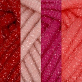 JubileeYarn Spongy Dish Yarn - Worsted Nylon Dishcloth - 50g/Skein - Shades of Red - 4 Skeins