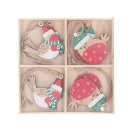 Gisela Graham 5cm Wooden Robin Decorations (Box of 8)
